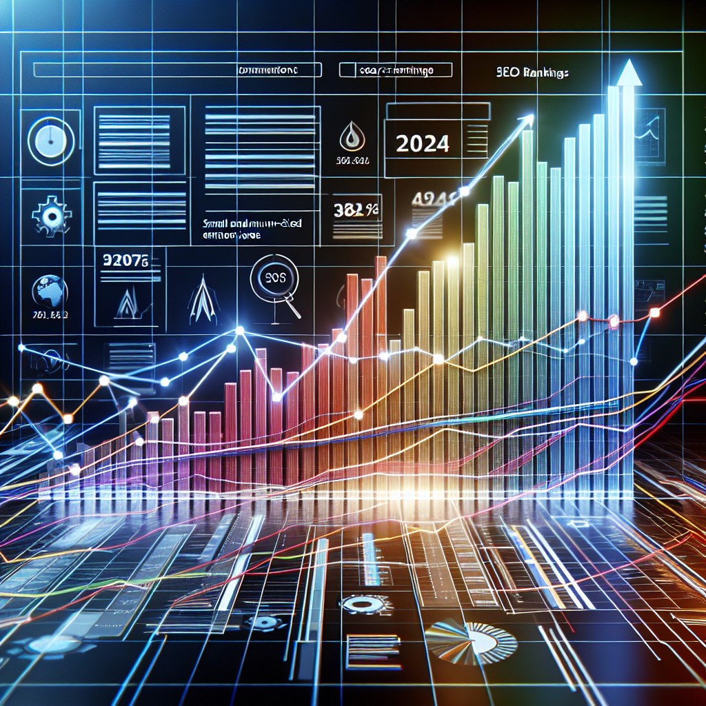 Un graphique de PME illustrant la montée du classement SEO sur un moteur de recherche en 2024.