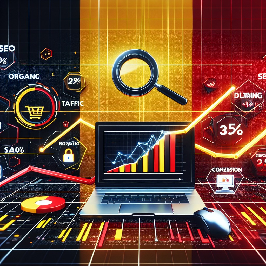 Graphique dynamique représentant le SEO et son influence sur le marketing digital en Belgique en 2024