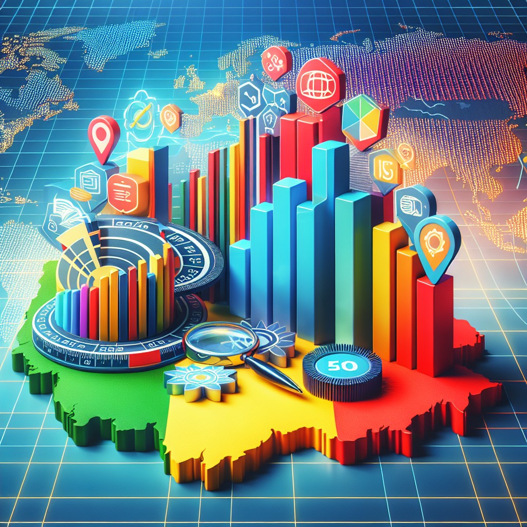 Graphique coloré illustrant divers aspects du SEO technique, tels que la vitesse de chargement, la sécurité et le responsive design, sur le fond d'une carte de la Belgique.