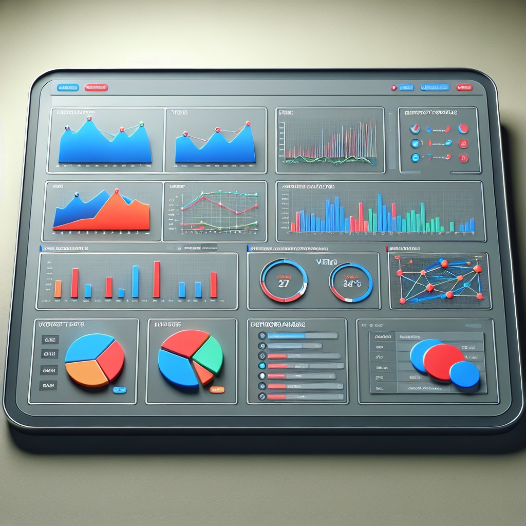 Une vue d'ensemble d'un tableau de bord analytique montrant les performances web et le SEO.