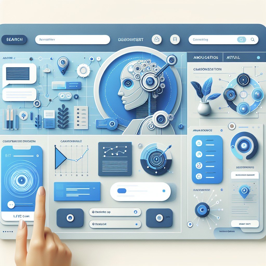 Moderne et attrayant web design affichant des éléments de navigation intuitive, animations interactives, et utilisation créative de l'IA.