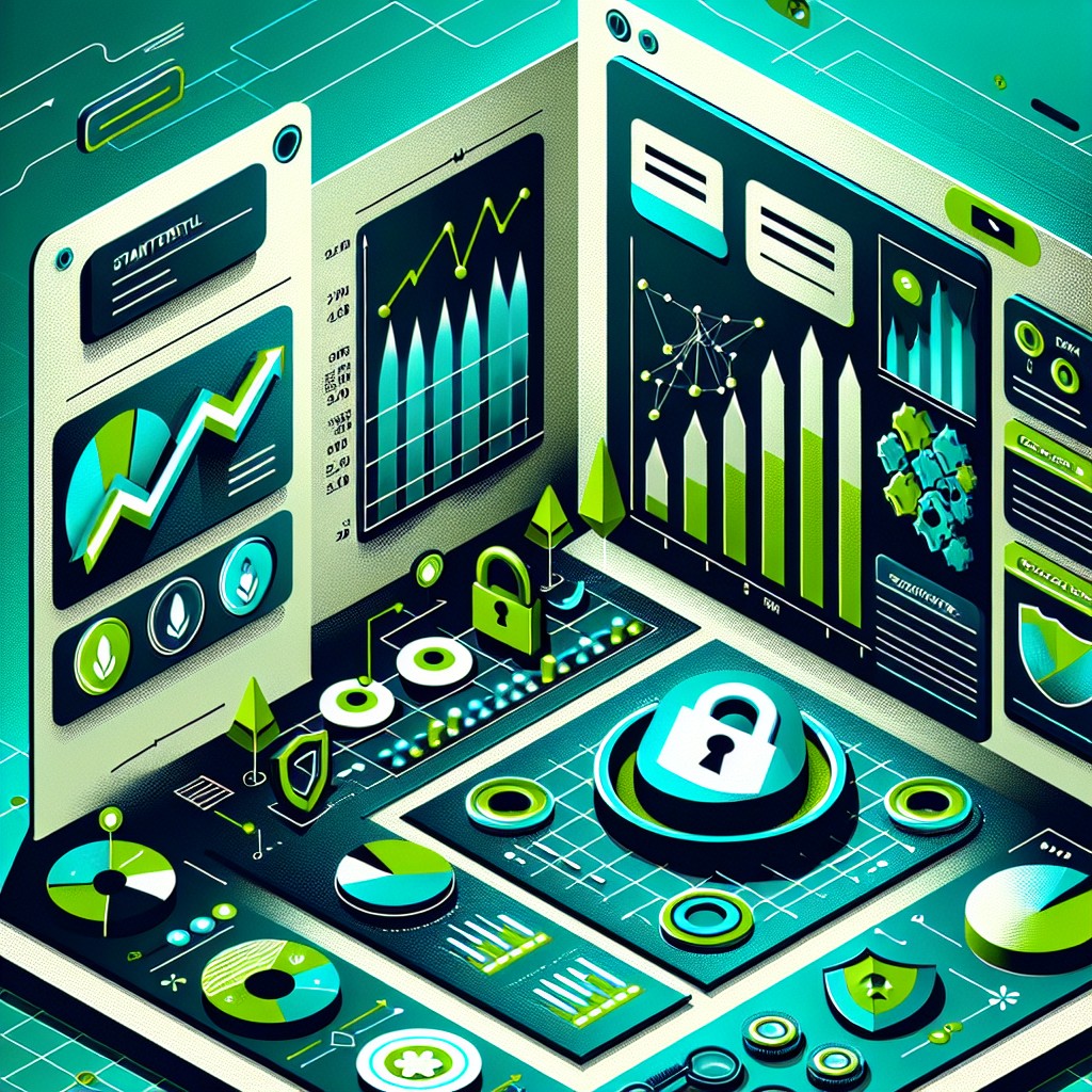 Couverture illustrant un site web performant avec des graphiques qui montrent une croissance des statistiques et des éléments de sécurité.