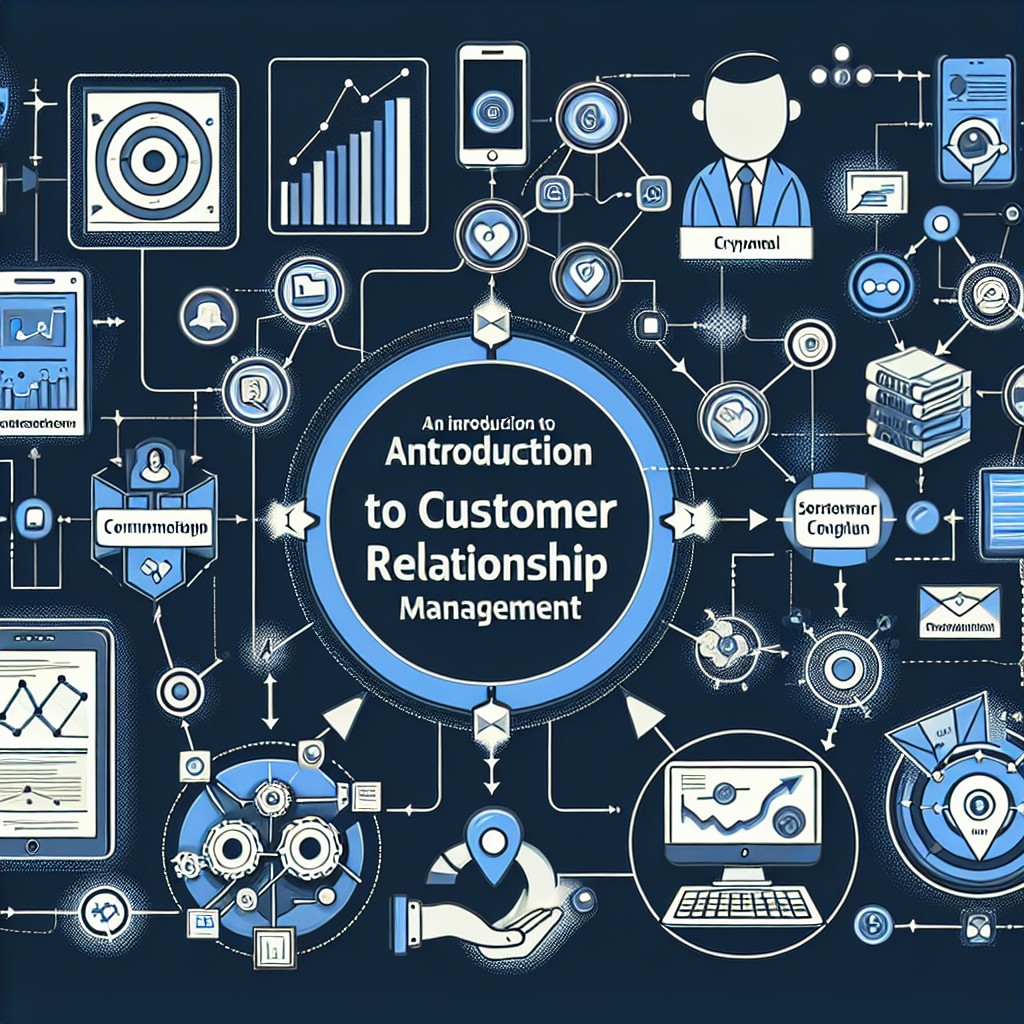 Couverture de l'article sur l'introduction à la gestion de la relation client (CRM) avec des graphiques illustrant la relation client et les outils digitaux.