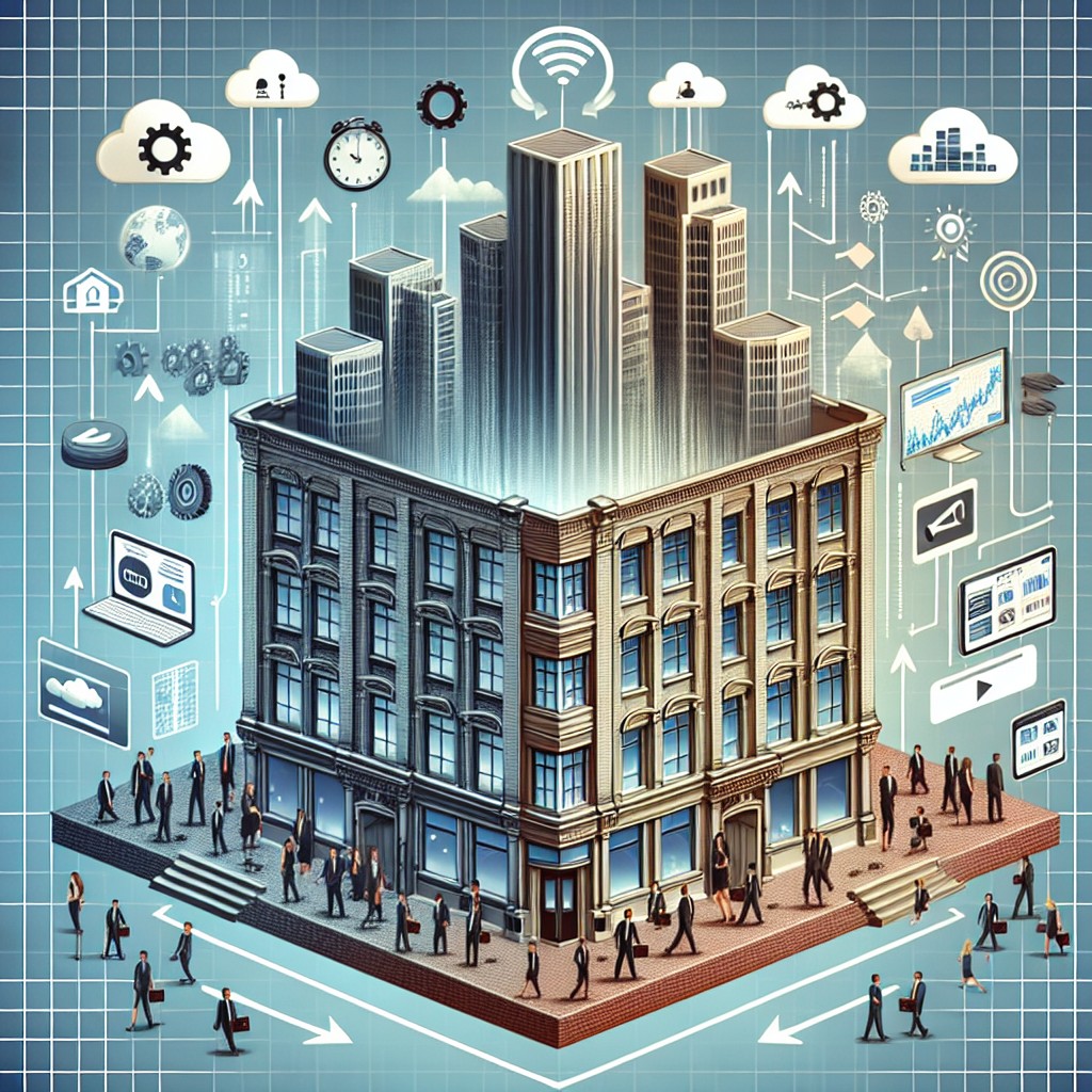 Une illustration d'une PME intégrant des technologies digitales, symbolisant la transition vers une stratégie numérique en 2024.