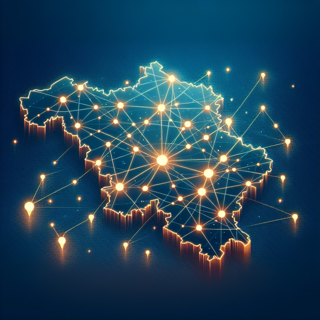 Image de couverture montrant une carte de la Wallonie connectée, symbolisant son avenir numérique prometteur