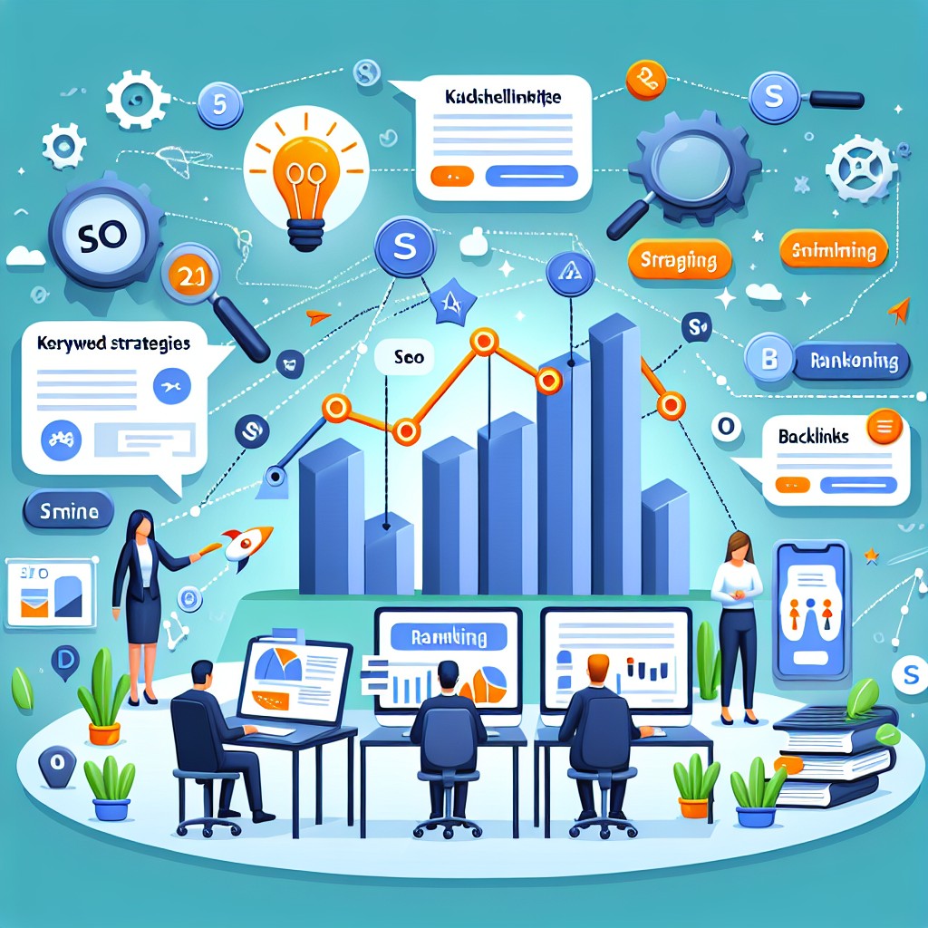 Graphique illustrant des PME utilisant des stratégies SEO pour améliorer leur visibilité en ligne et augmenter leur trafic web.