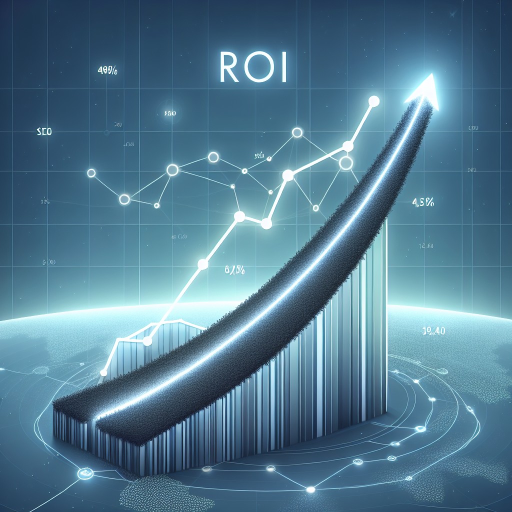 Image de couverture montrant une courbe ascendante représentant la croissance du ROI en SEO, illustrant le passage de l'obscurité à la visibilité numérique.