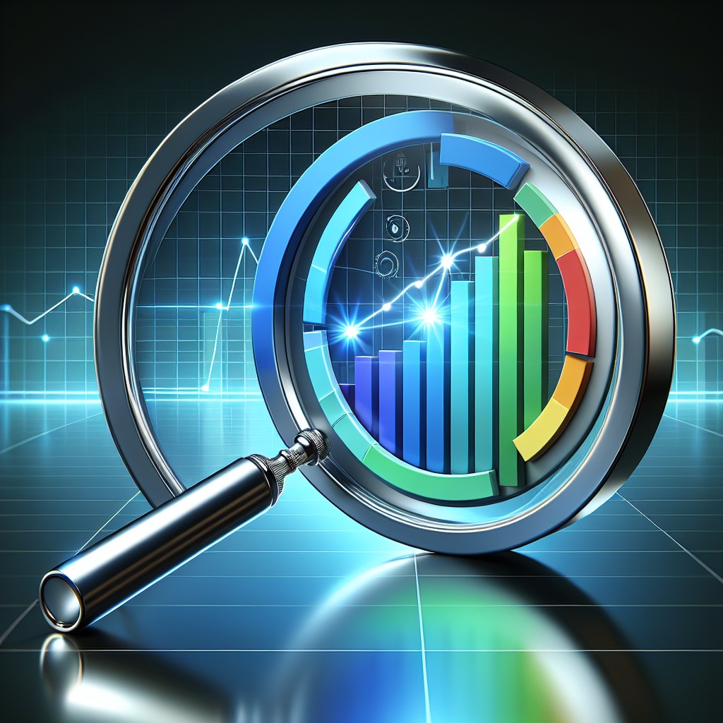 Image de couverture montrant une loupe sur un graphique de croissance numérique, symbolisant l'importance du SEO pour améliorer la visibilité des entreprises.