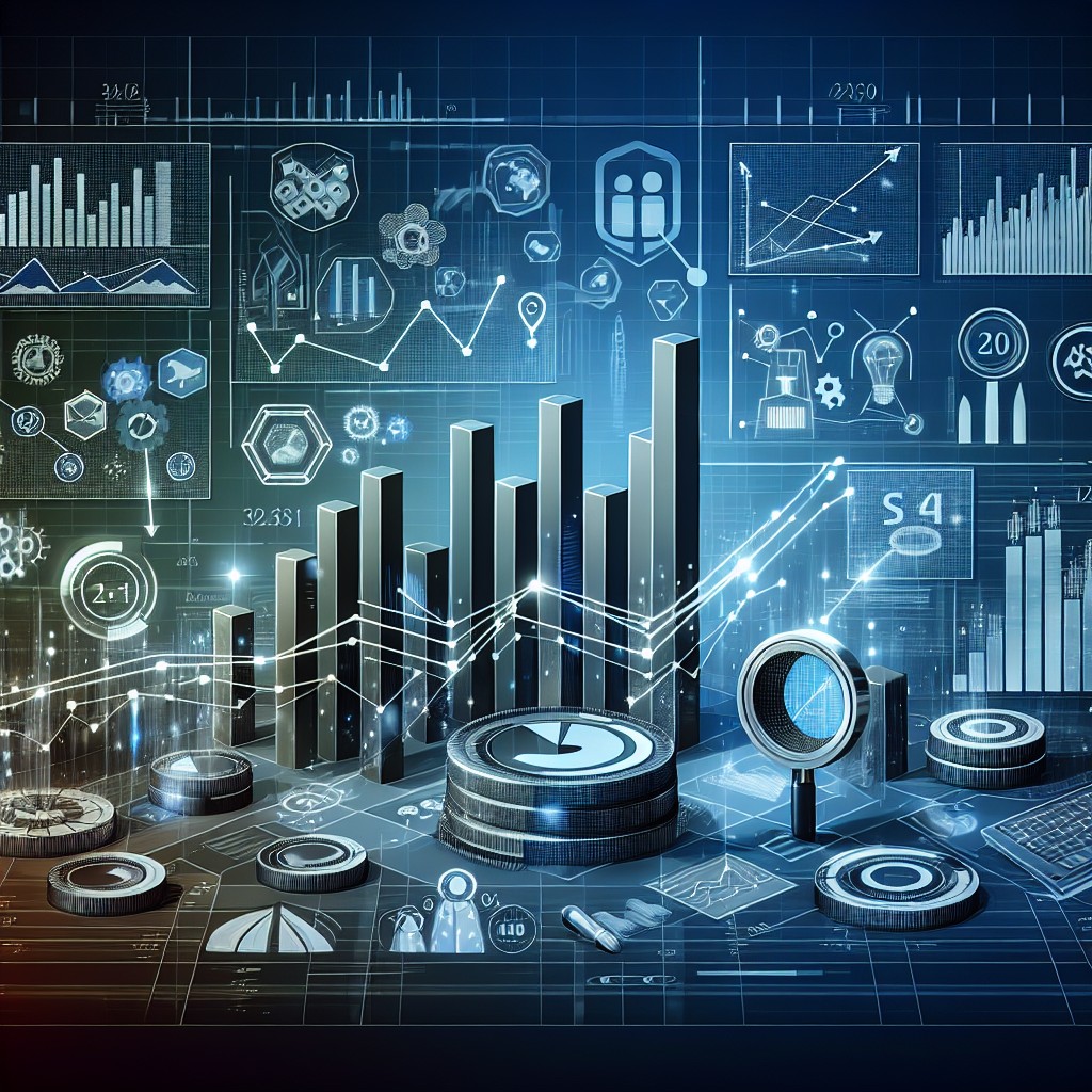 Illustration représentant des graphiques de croissance numérique et des outils SEO modernes