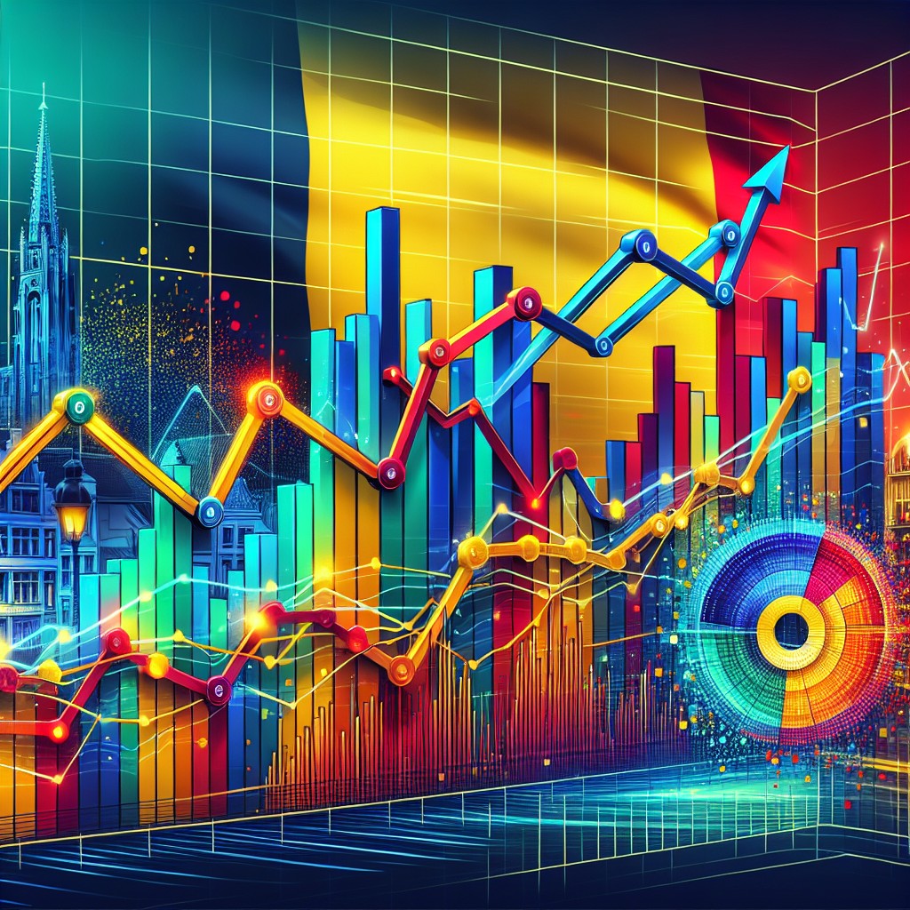 Graphique coloré montrant l'augmentation du trafic web et l'optimisation SEO pour une entreprise fictive en Belgique