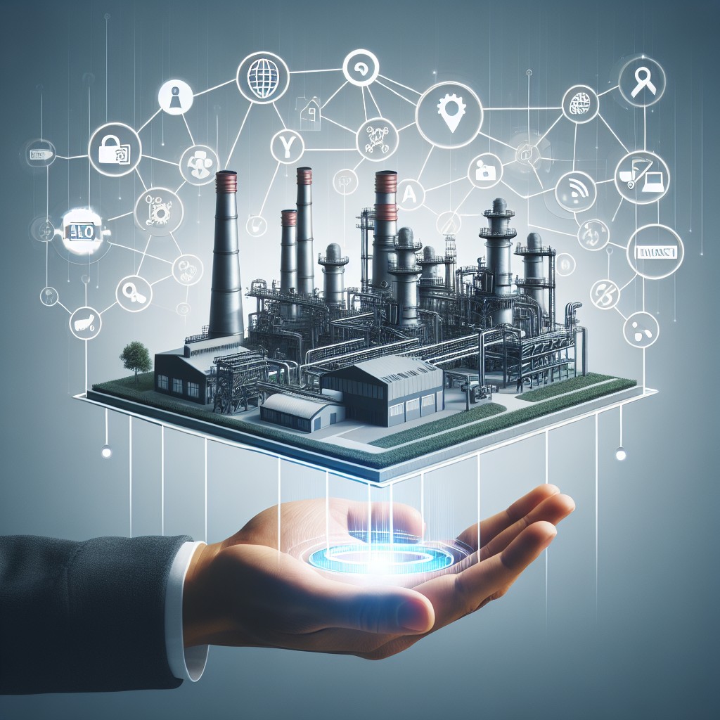 Une image illustrant l'importance du SEO pour les PME industrielles, montrant une usine connectée à un réseau digital.