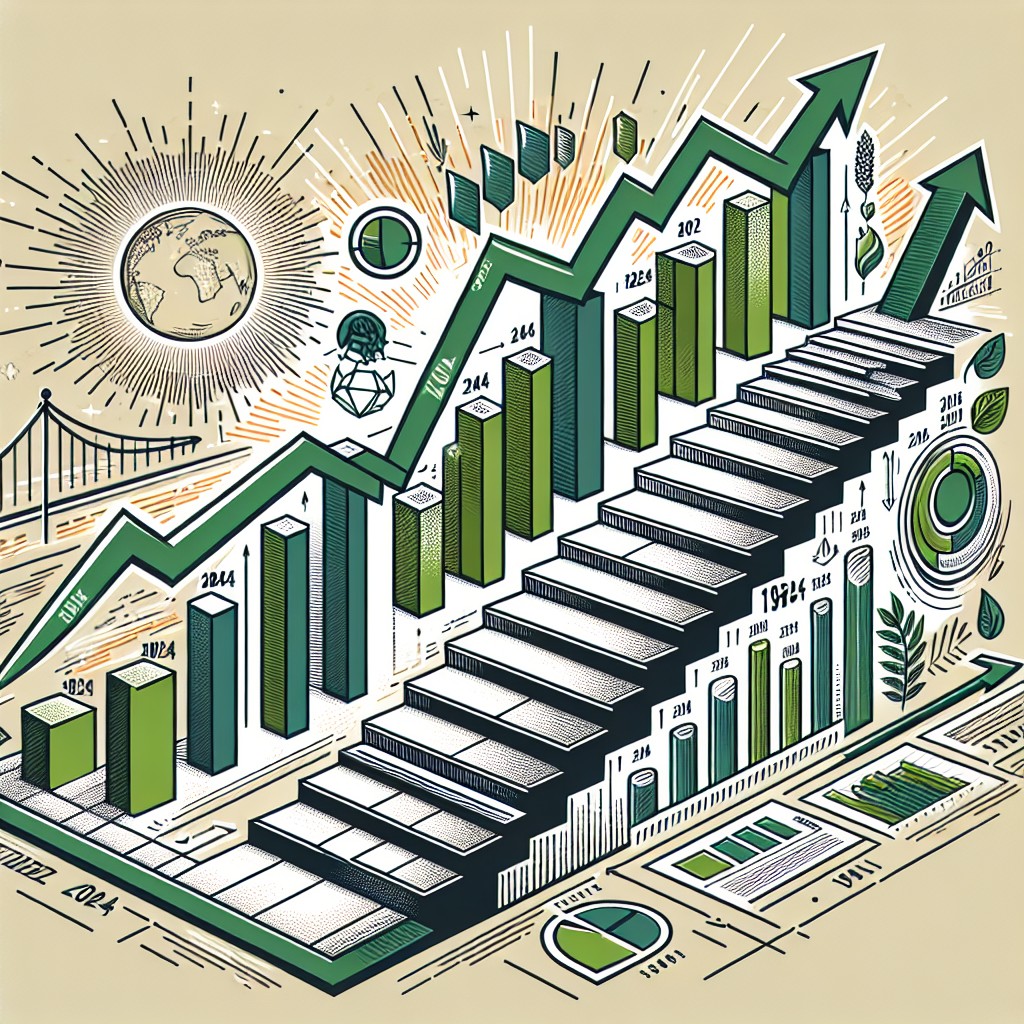 Une illustration inspirante montrant un chemin vers le succès avec des étapes claires et des symboles de croissance pour accompagner un article sur l'atteinte des objectifs en 2024.