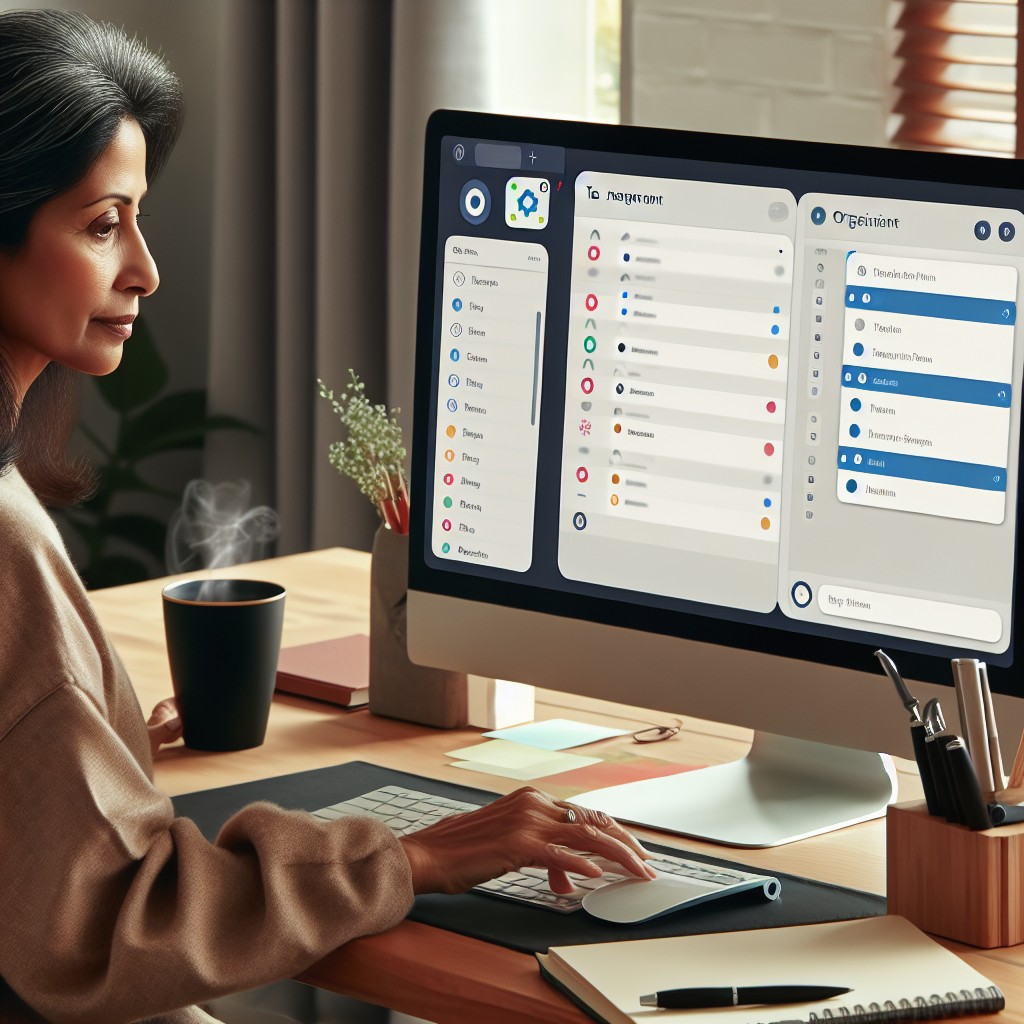 Personne utilisant des outils de gestion de tâches sur un ordinateur pour organiser ses projets.