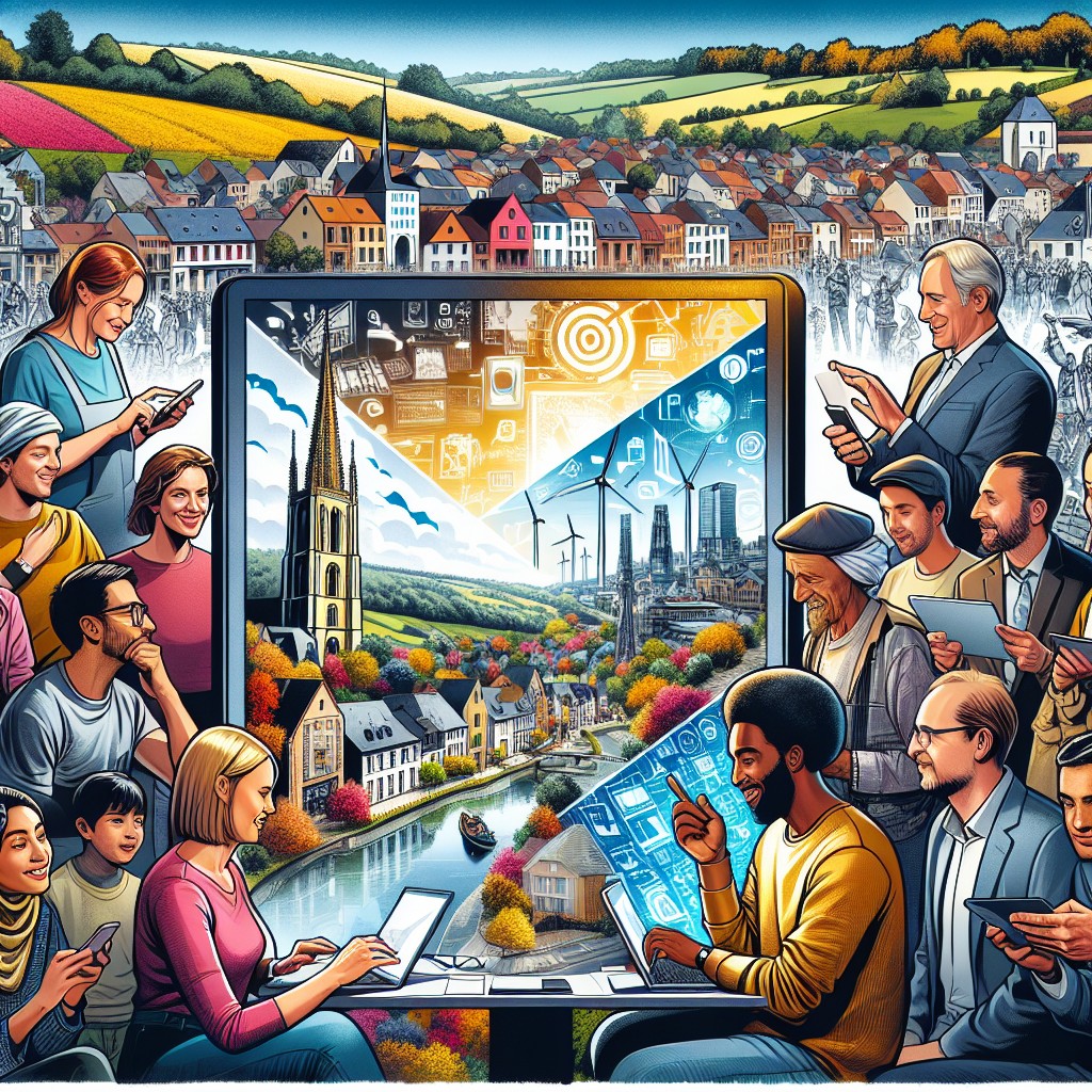 Image de couverture illustrant la transformation digitale en Wallonie avec des éléments technologiques modernes