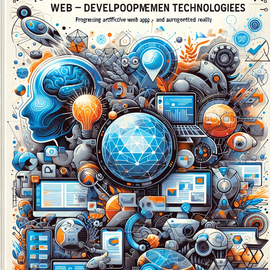 Couverture illustrant les technologies de développement web en 2024, comme l'intelligence artificielle, les Progressive Web Apps, et la réalité augmentée.