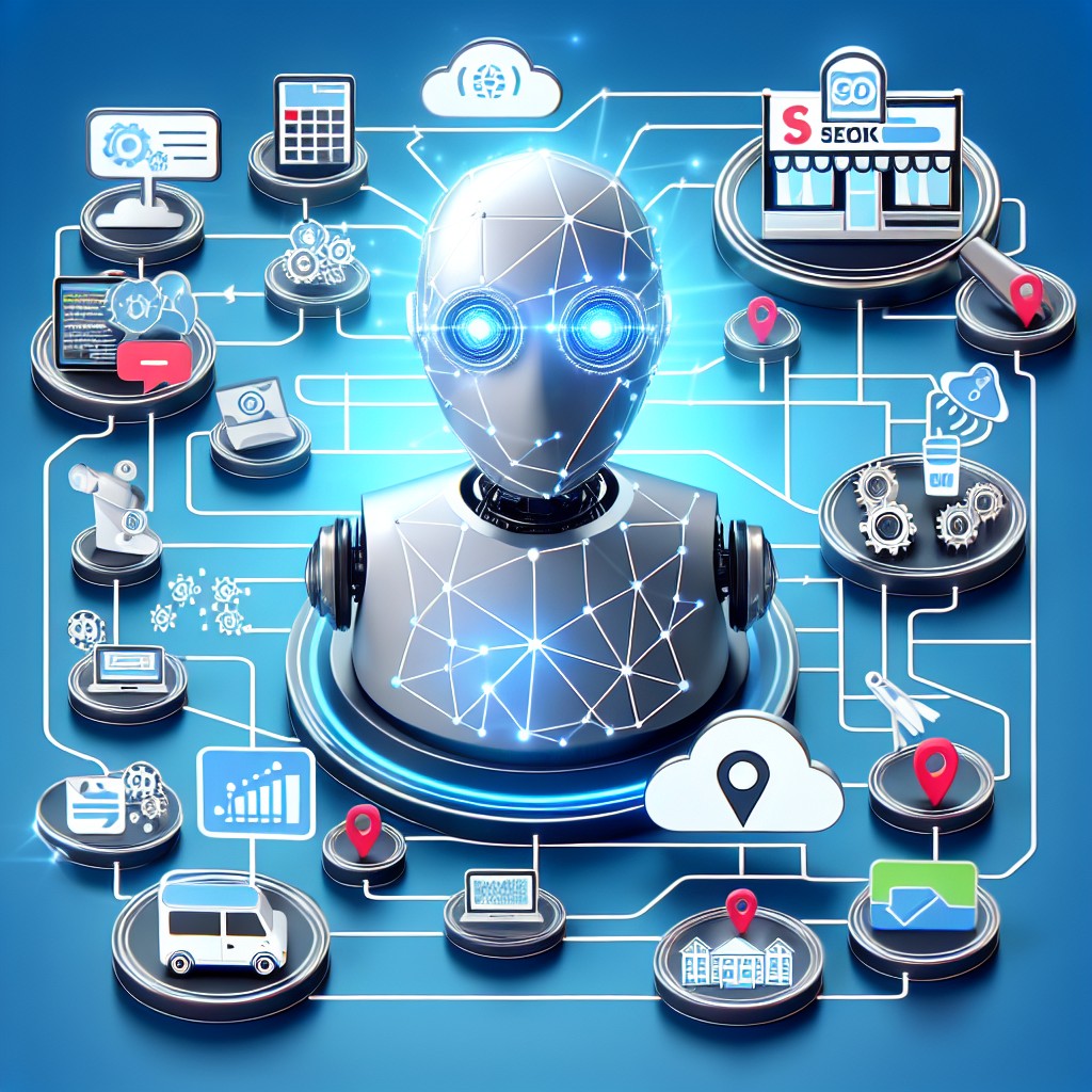 Un diagramme montrant l'intégration de l'IA et du référencement local dans une stratégie marketing