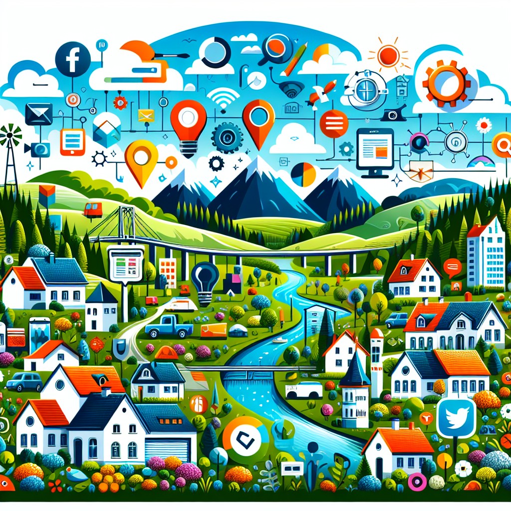 Image de couverture illustrant le paysage du marketing digital en Wallonie avec des éléments technologiques modernes.