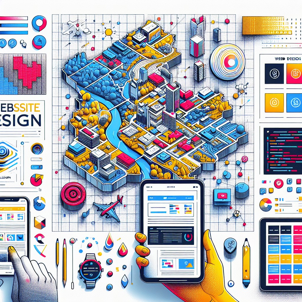 Image de couverture illustrant la conception de sites web en Wallonie, intégrant des éléments visuels de design moderne et une carte de la région.