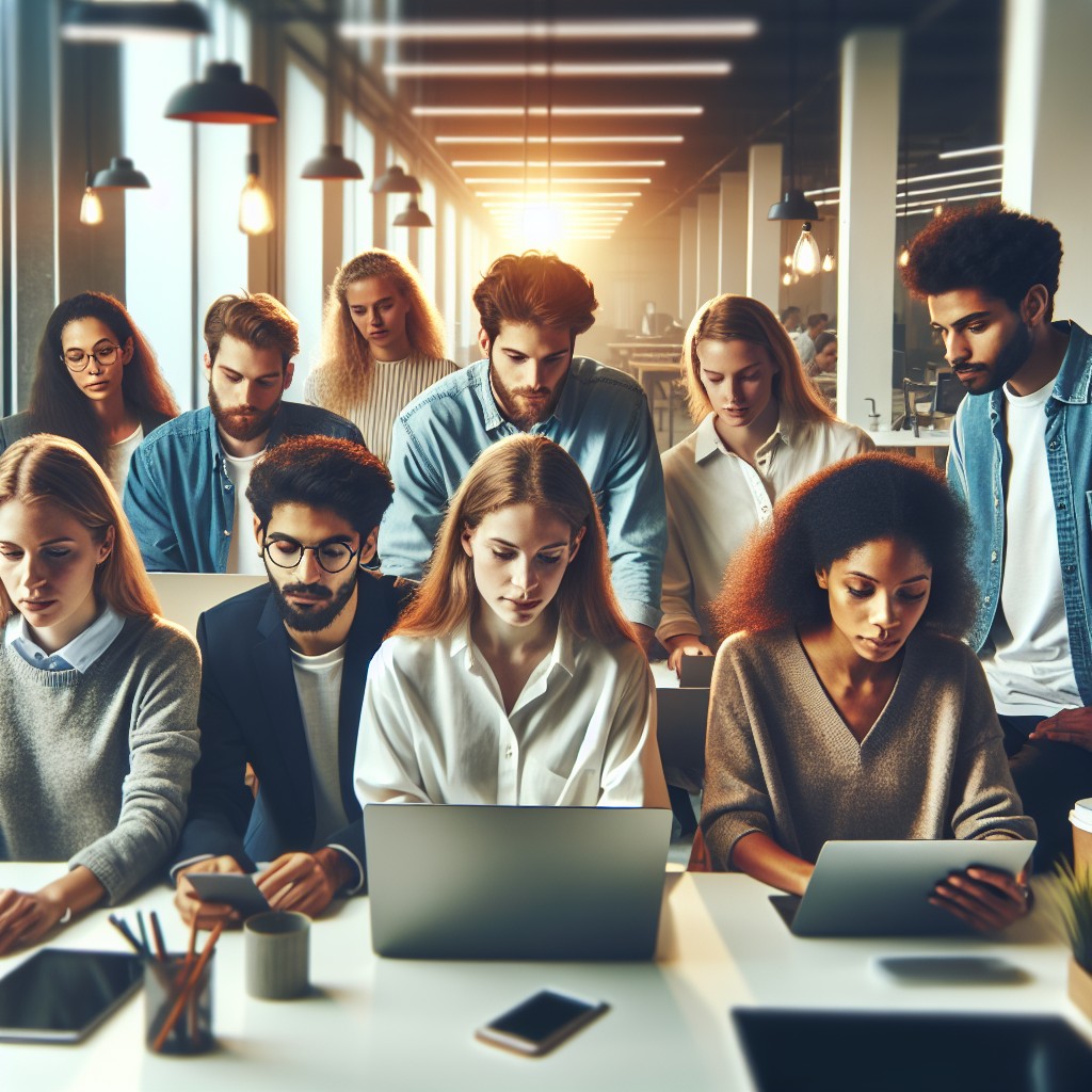 Couverture de l'article montrant un groupe de jeunes entrepreneurs travaillant dans un espace de coworking moderne, symbolisant l'essor technologique en Wallonie.