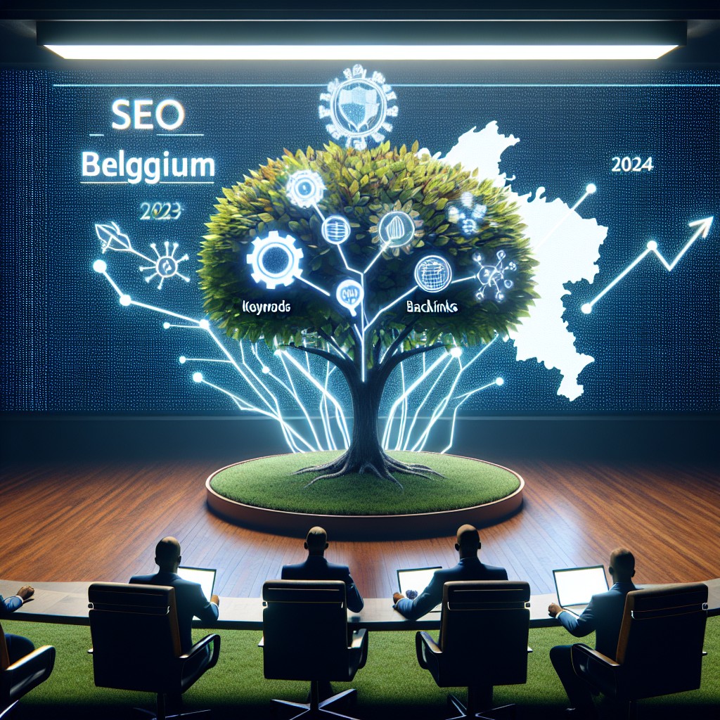 Couvrir l'article avec une image illustrant la croissance et l'importance du SEO en Belgique en 2024.