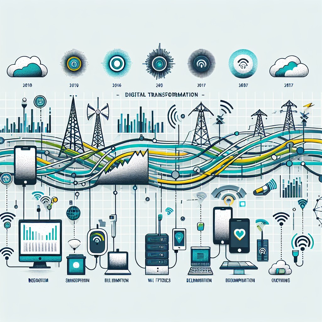 Un graphique illustrant la transformation numérique en Belgique avec des éléments technologiques modernes.