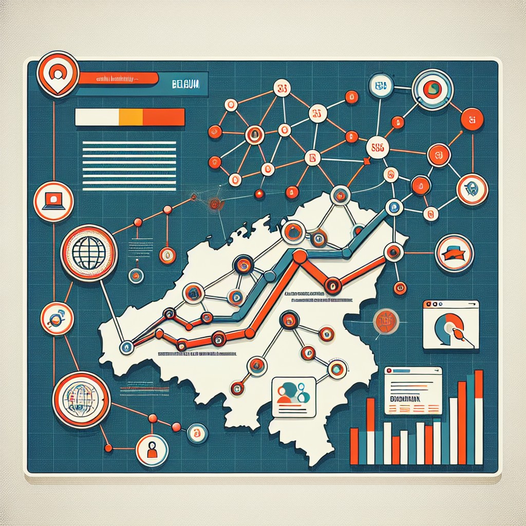 Graphique illustrant l'augmentation de la visibilité en ligne grâce à une stratégie efficace de backlinks en Belgique