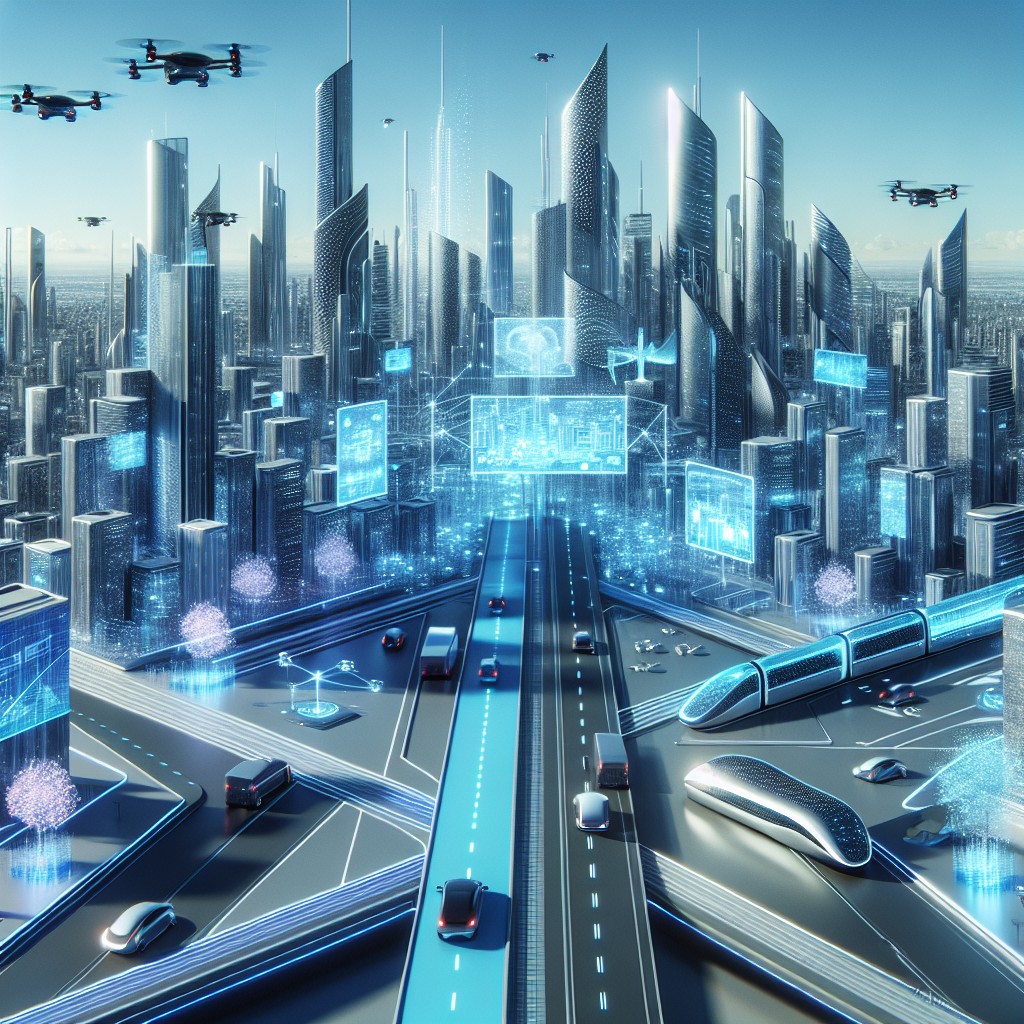 Illustration d'une ville futuriste symbolisant la transformation digitale.