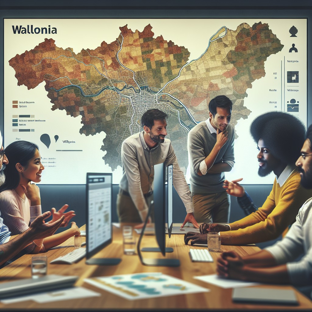 Image de couverture montrant des professionnels digitaux collaborant sur un site web près de la carte de la Wallonie.