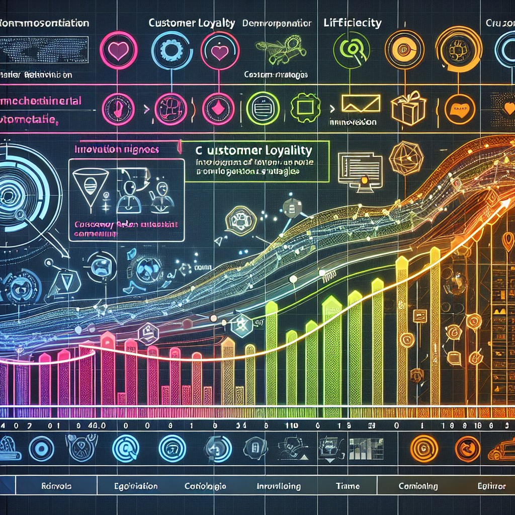 Graphique coloré illustrant l'évolution de la fidélisation client et des stratégies CRM dans un contexte d'innovation technologique