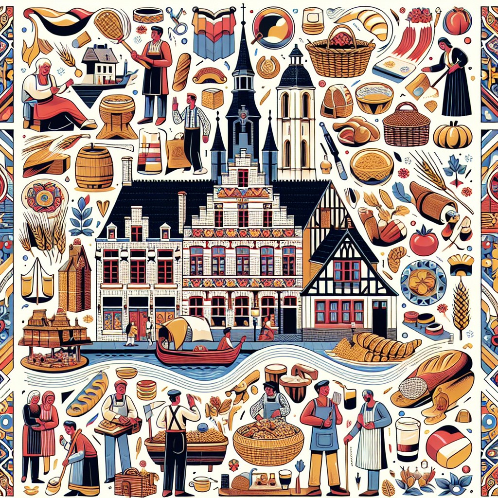 Image de couverture illustrant la diversité culturelle de la Wallonie avec des symboles du patrimoine local.