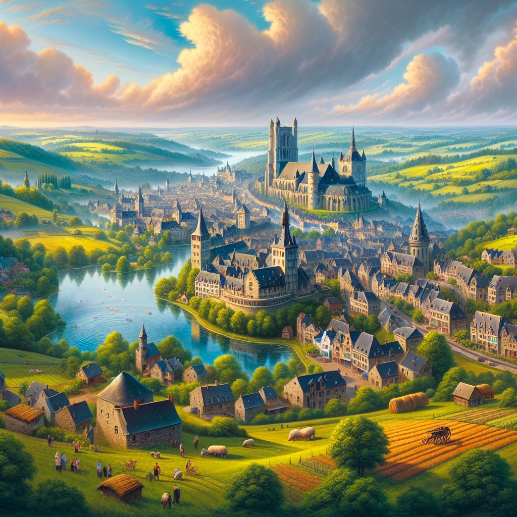 Vue panoramique des paysages pittoresques de la Wallonie illustrant la diversité de ses attractions culturelles et naturelles