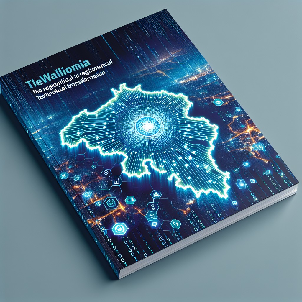 Image de couverture montrant une carte numérique de la Wallonie symbolisant la transformation technologique régionale