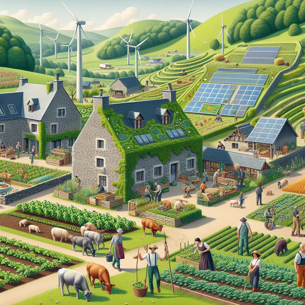 Paysage agricole wallon avec technologies agroécologiques modernes et fermes durables.